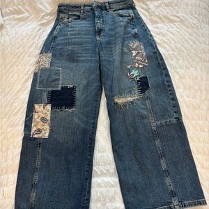 Pilcro Patchwork Heritage Curve Mid-Rise Barrel Jeans